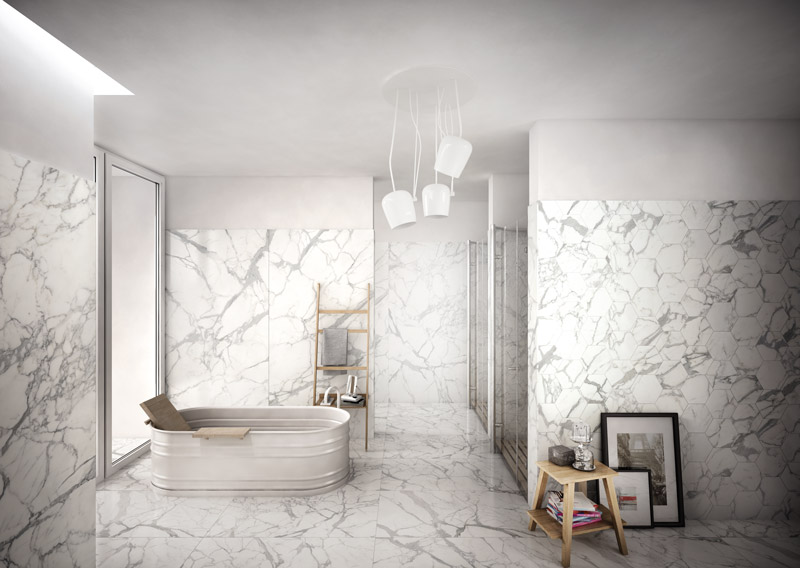 浴室防滑磁磚-奢華高貴大理石紋磚