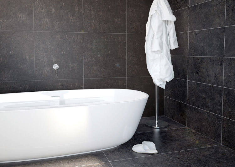 浴室磁磚設計-單色簡約黑色磁磚