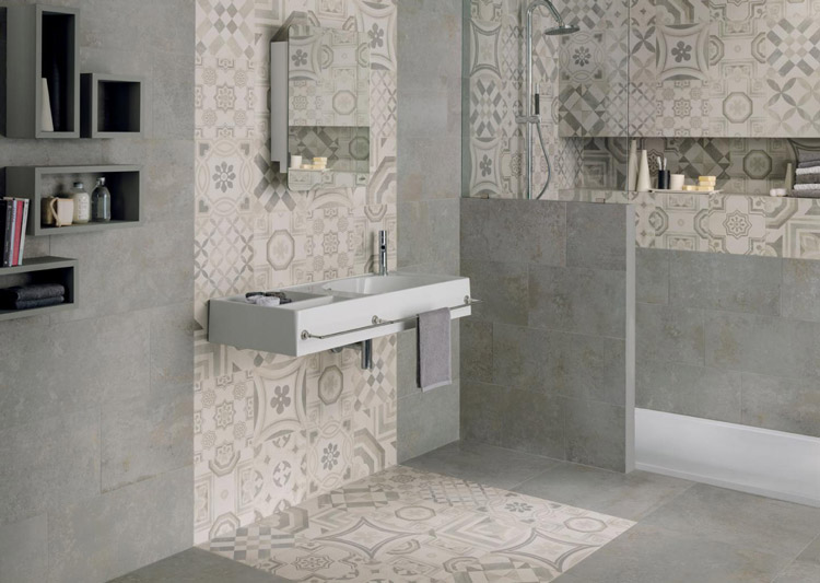 浴室磁磚設計-地壁混搭