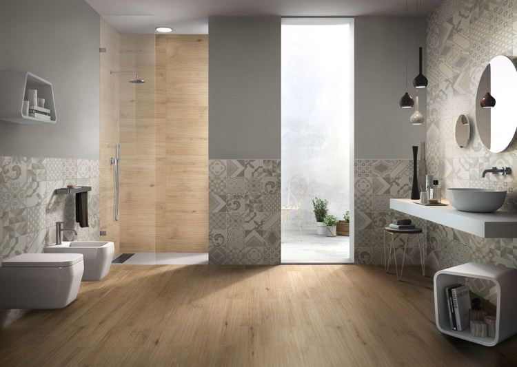 浴室磁磚設計-地壁混搭