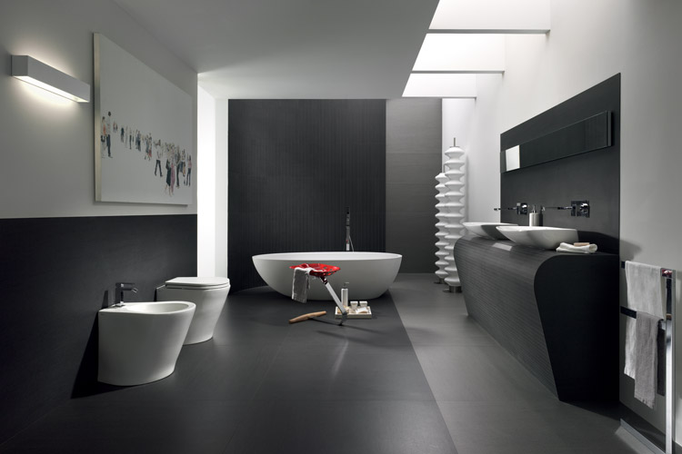浴室磁磚配色-黑色系