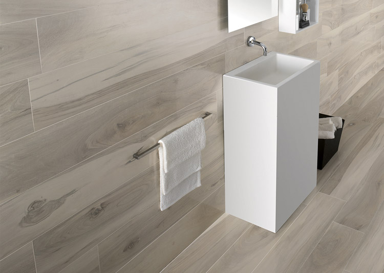浴室磁磚設計-木質紋理棕色磁磚